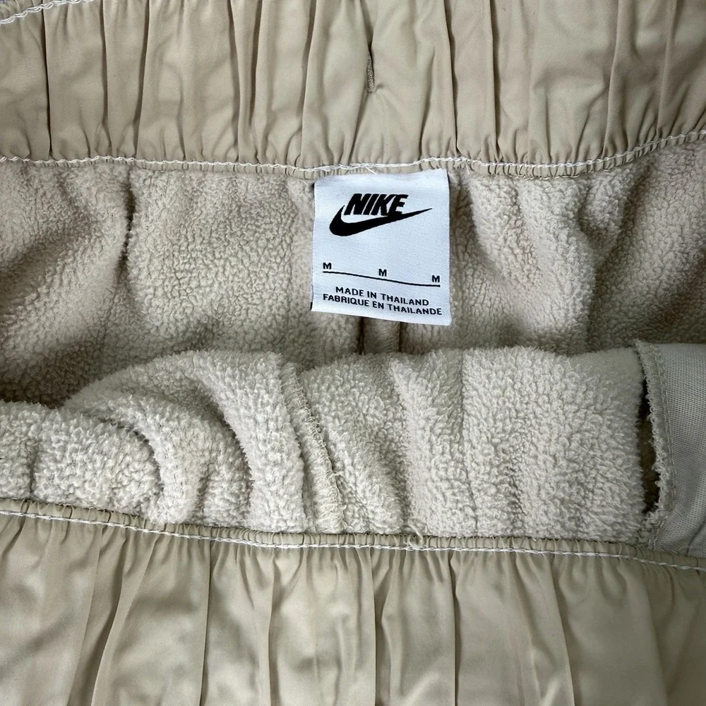 Nike Pants Women's Size Medium Beige Sportswear Double Swoosh Curve Plush Fleece